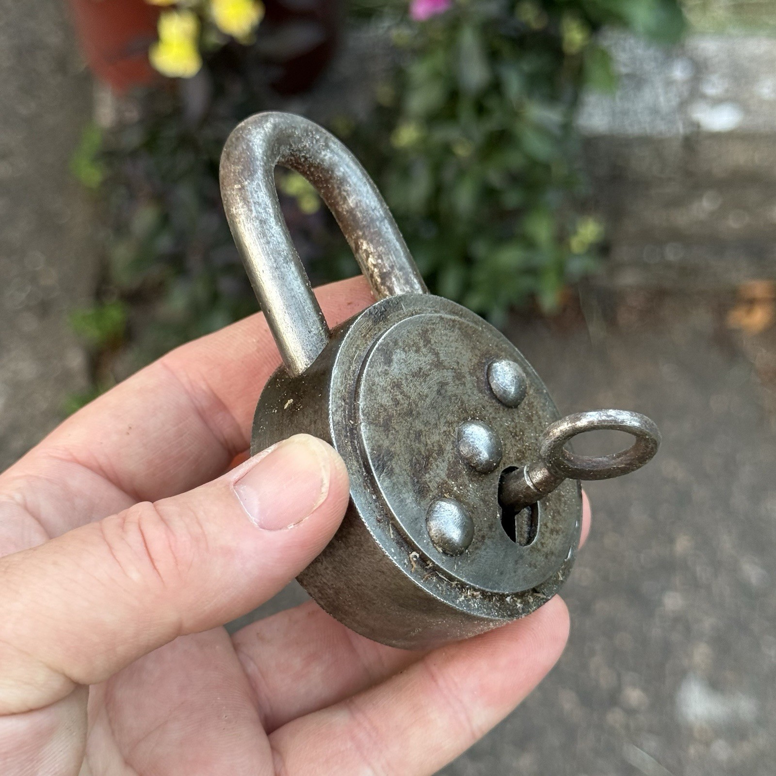 Antique German Padlock Industrial Lock h9cm Rare Circa 1900