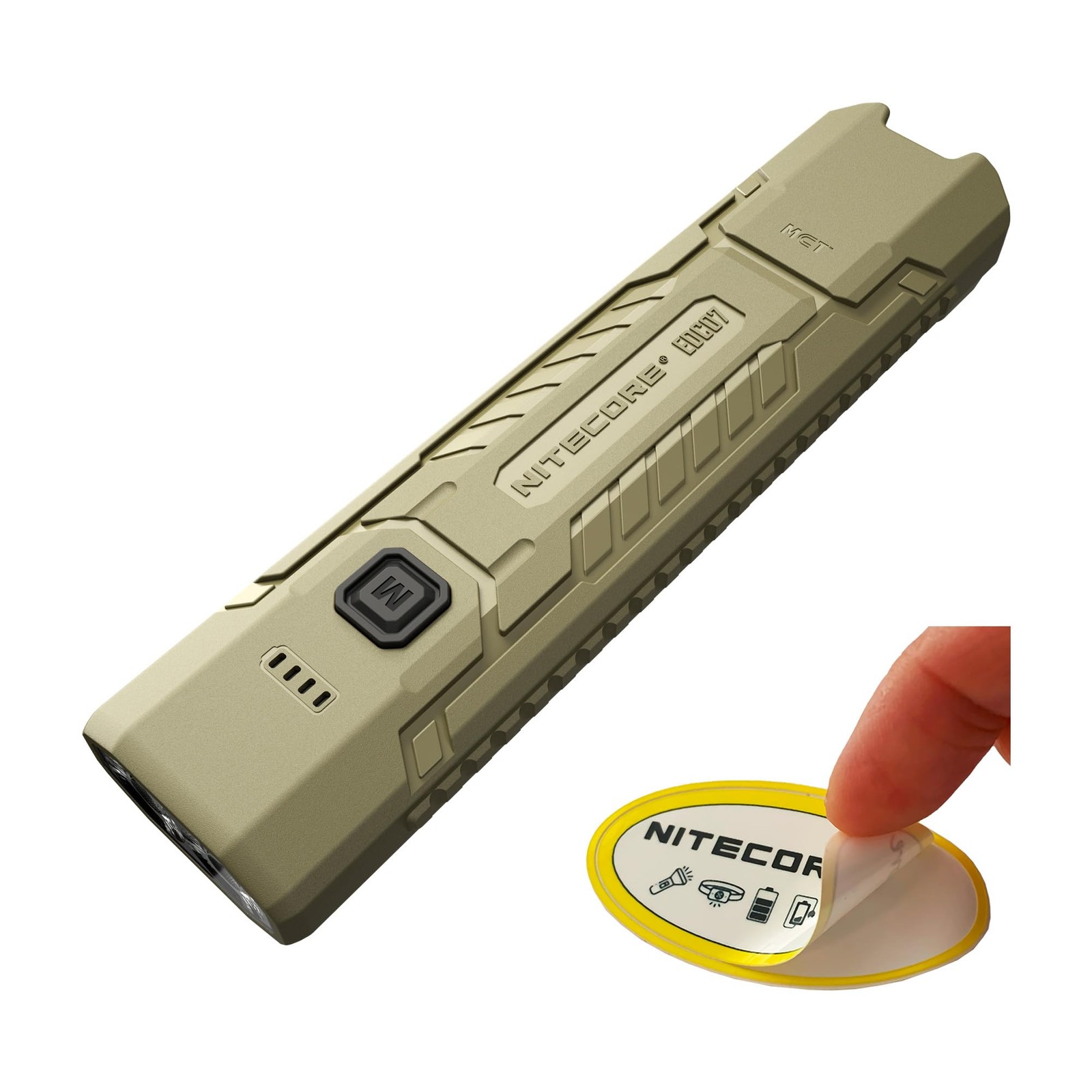 Nitecore EDC07 Flat EDC Flashlight, 1500 Lumens USB-C Small, Tan