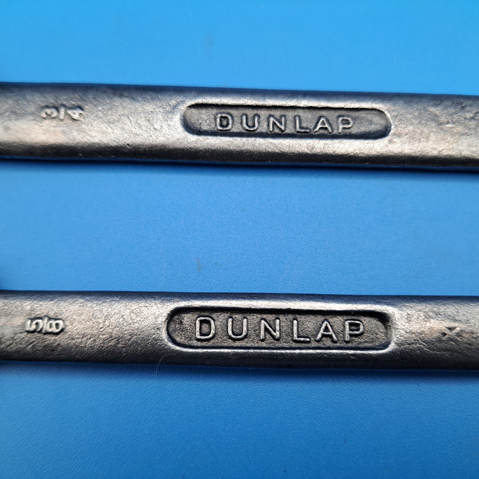 2 Vintage Dunlap 5/8 x 11/16″ & 3/4 x 7/8″ Open End Wrenches, V, Forged in USA