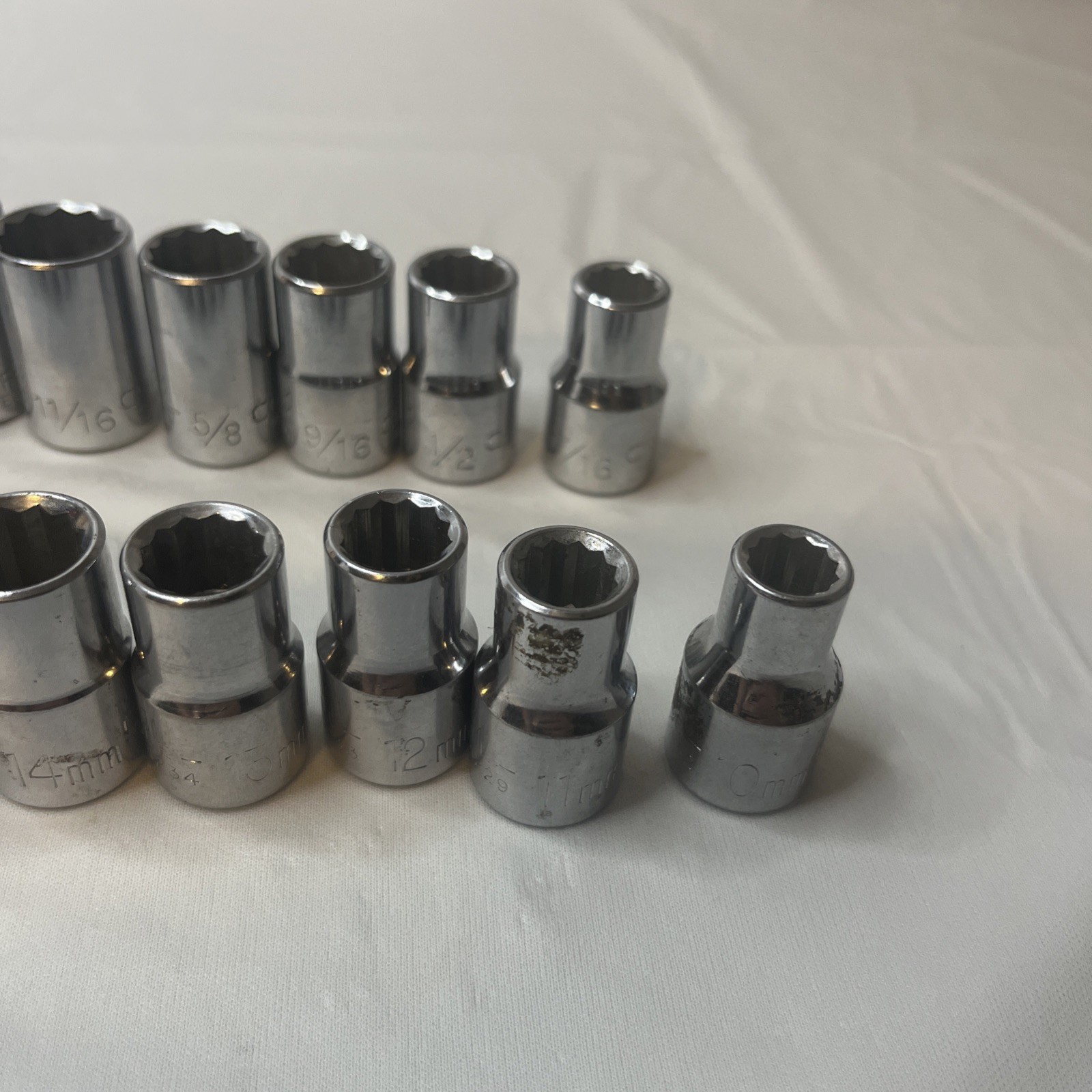Lot of 19, 1/2″ Craftsman Sockets Various Sizes Made in USA Vintage