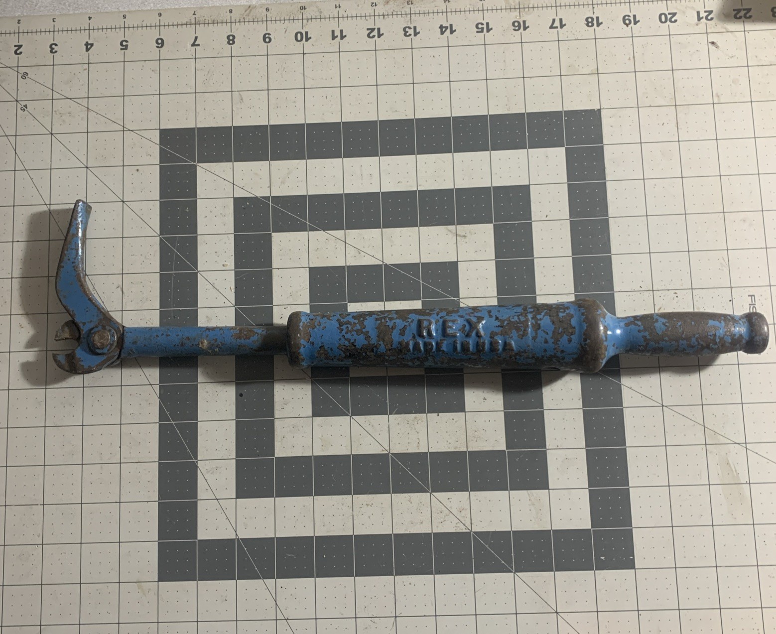 VTG. 18″ REX BY BRIDGEPORT Slide Hammer Nail Staple Puller, Made in USA BLUE