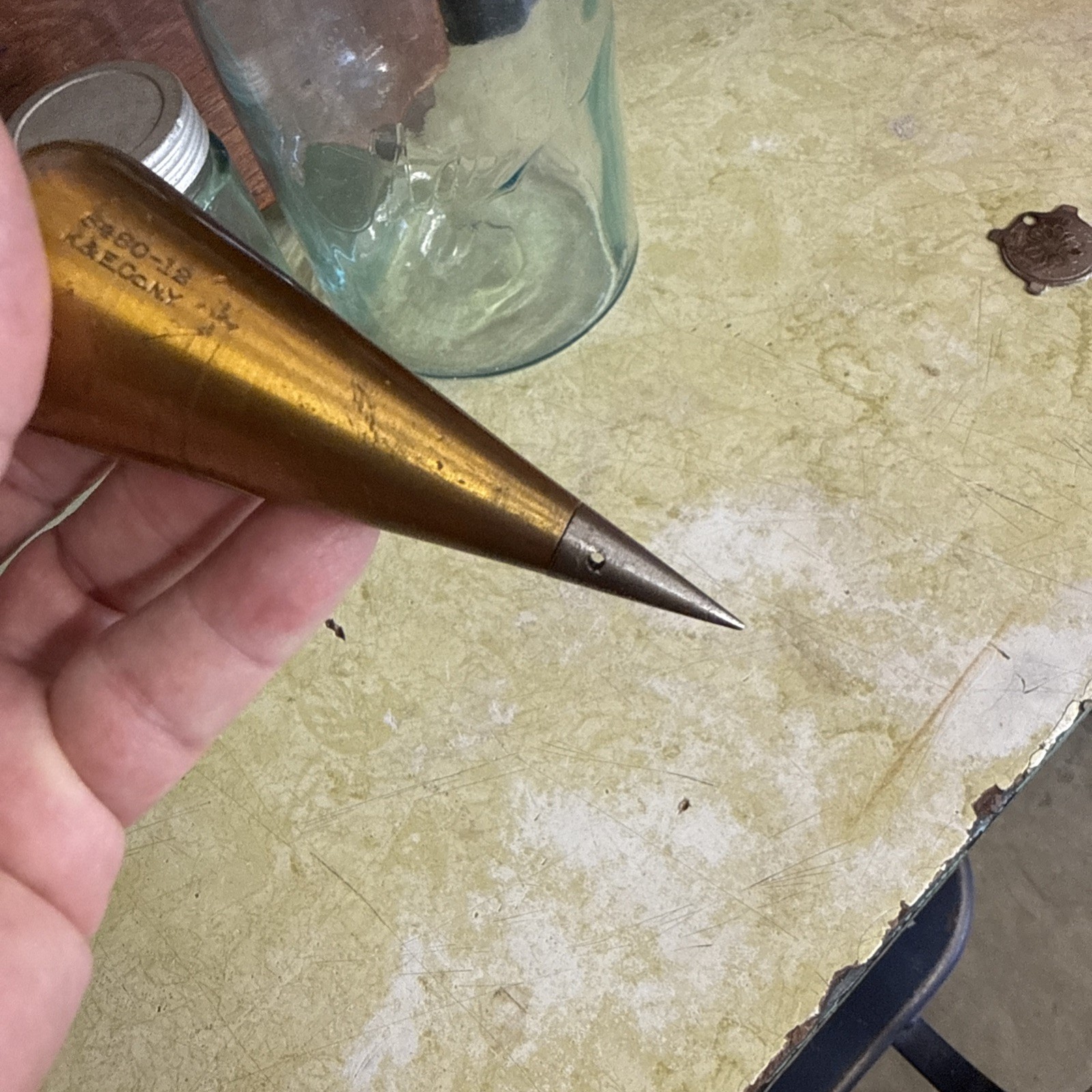 K & E Brass Plumb Bob 6480-12 Steel Tip Keuffel & Esser Co