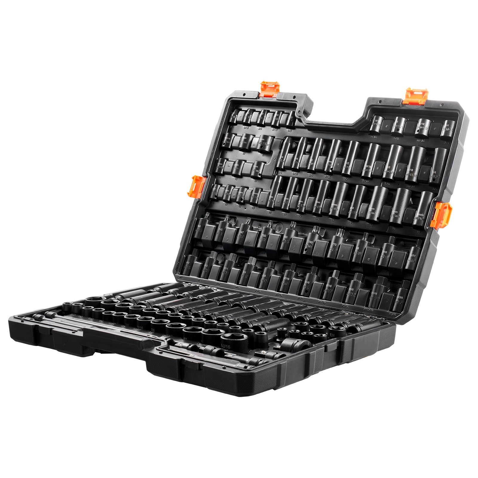 Impact Sockets Set 130PCS 6-Point 3/8″ & 1/2″ Drive Bit Ratchet Tool Kit