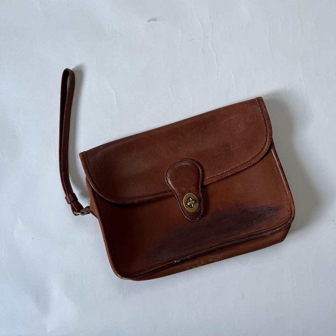 Coach Turnlock Clutch Bag Vintage USA Made 25x18x6 cm Brown Used