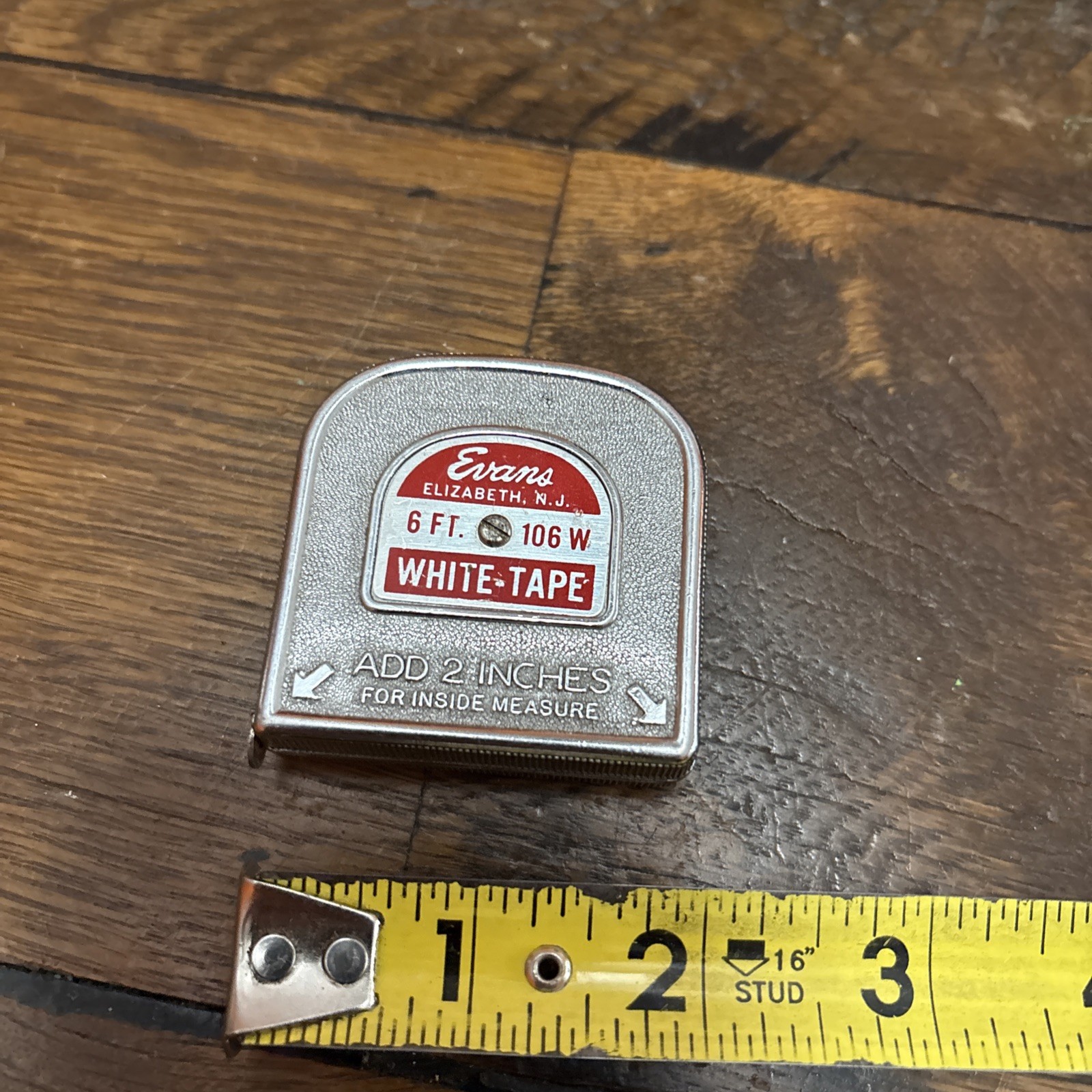 Vintage Evans 6 FT 6’ Model 106 W WHITE TAPE Measure Made In USA