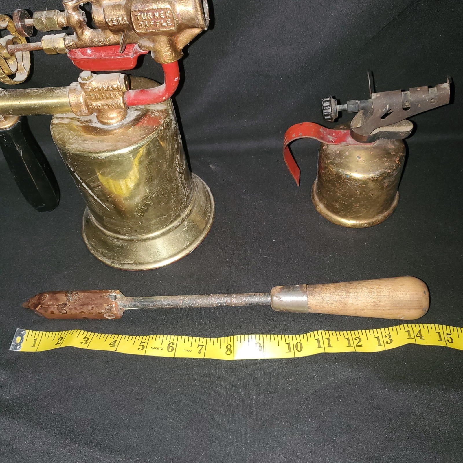 Vintage Turner Brass Blow Torches With Soldering Iron Untested