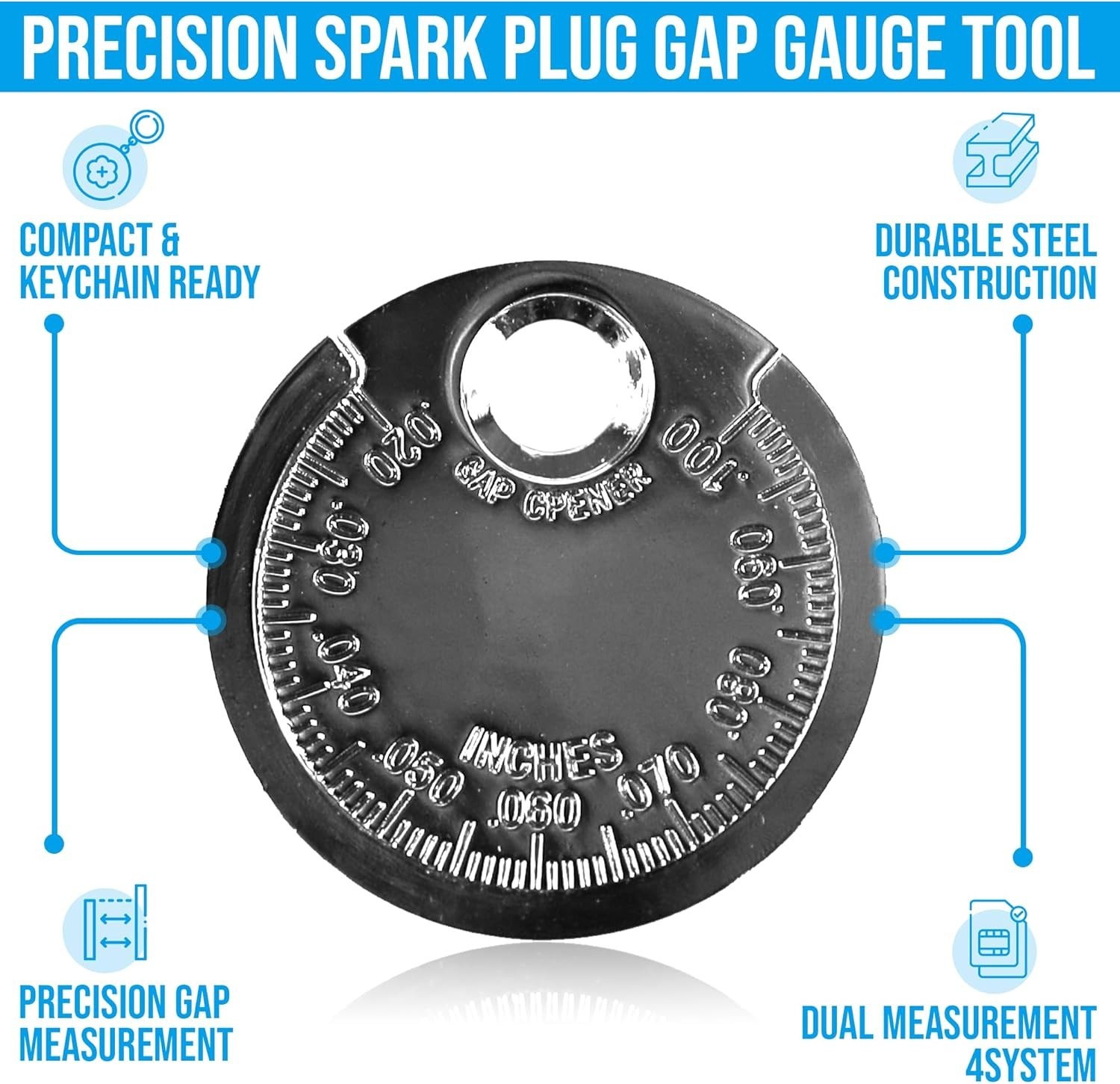 Accurate Coin-Style Spark Plug Gap Gauge – 3 Pack with Versatile Measurements