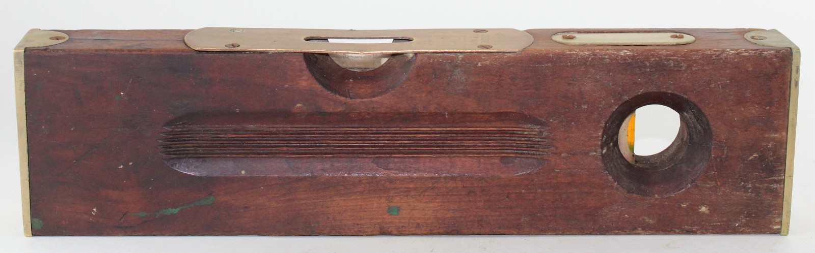 H. Disston & Sons-Keystone Tool Works-Wood Level & Brass-Read Horizontal Or Vert