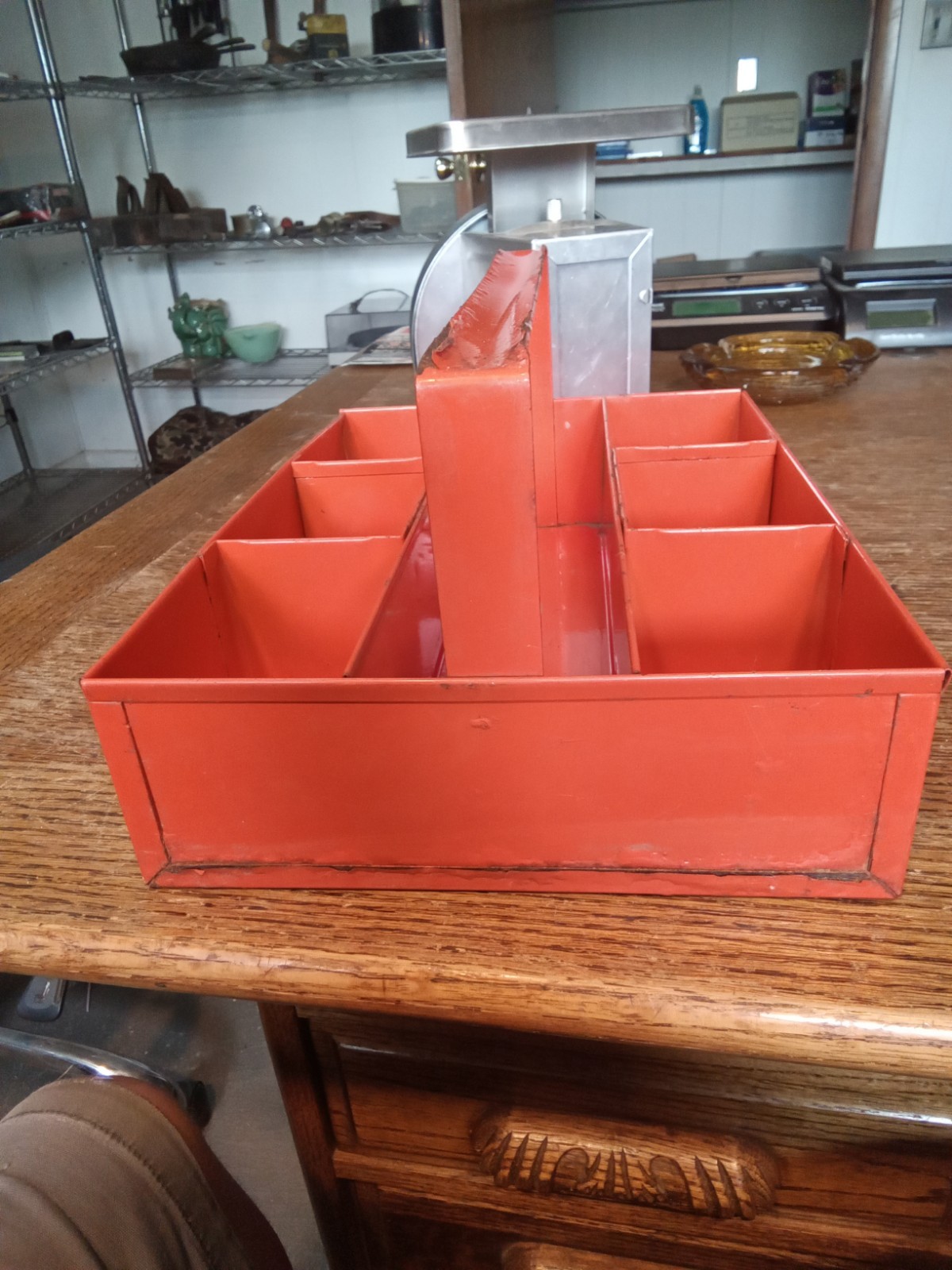 Vintage U-Haul Orange Metal Tool Caddy