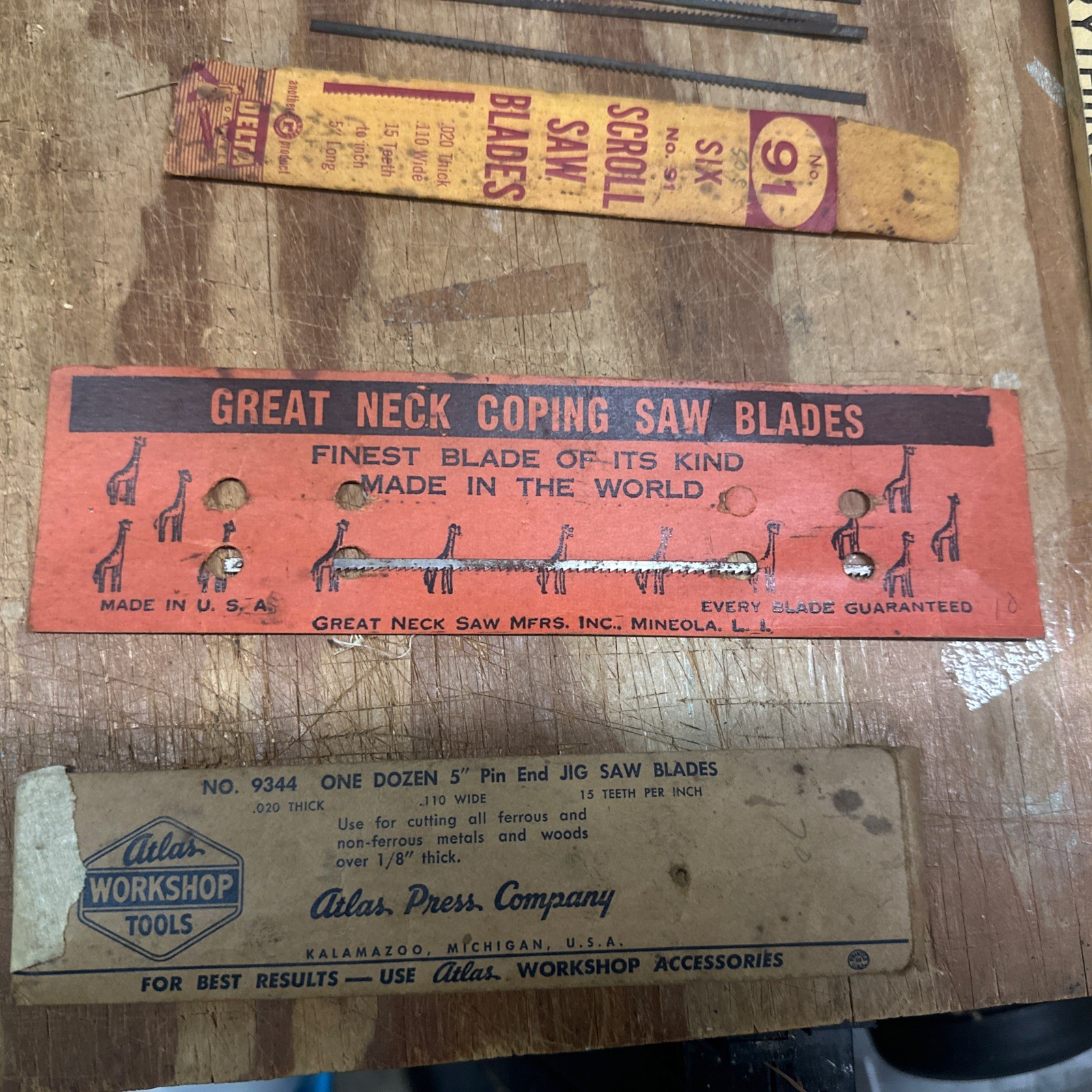 Lot Coping,Jig, Scroll Saw Blades Mixed Great Neck&Delta Atlas Sleeve Empty