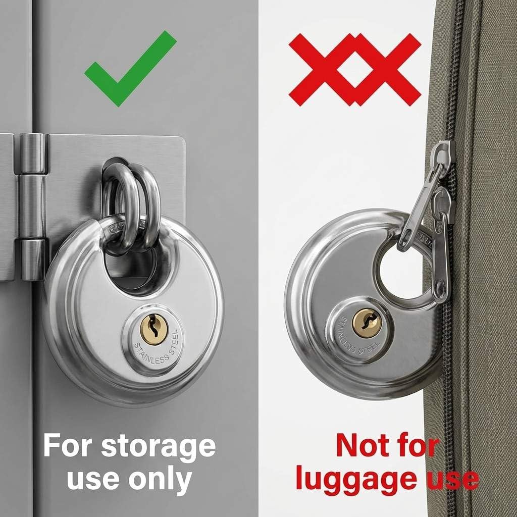 Disc Locks, 2 Pack Heavy Duty Steel Keyed Padlock Disc Storage Locks for Storage