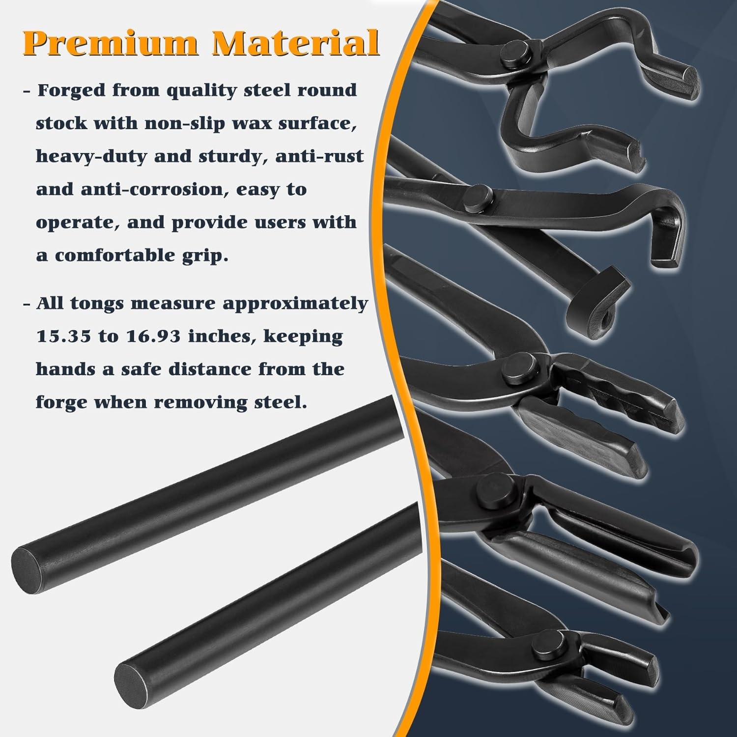 Knife Making Tongs Blacksmith Tongs Tools Set Forging Tongs Tool Kit 5 PCS Black