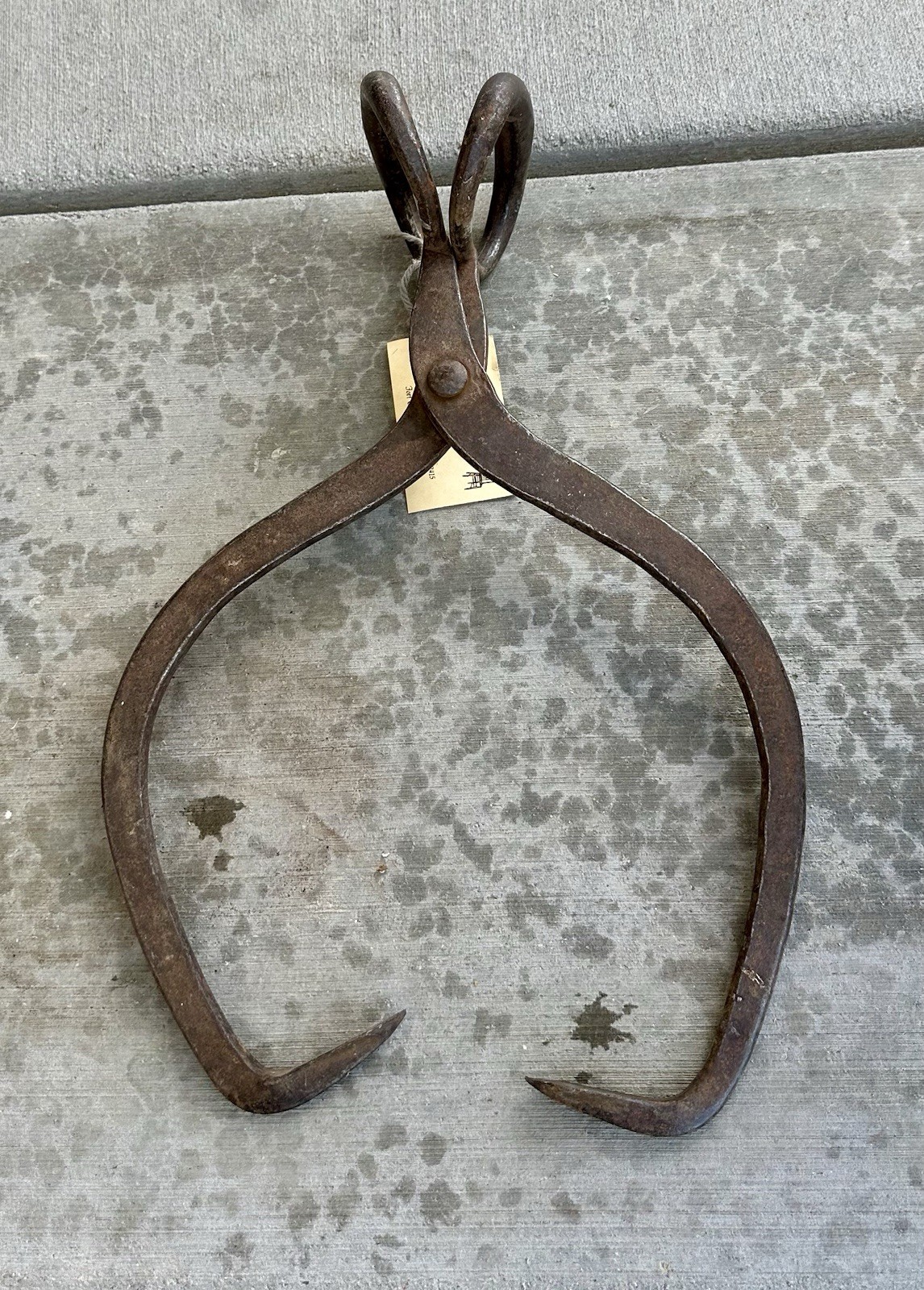 Vintage Antique Hand-Forged Iron Ice Tongs – Rustic Primitive Decor