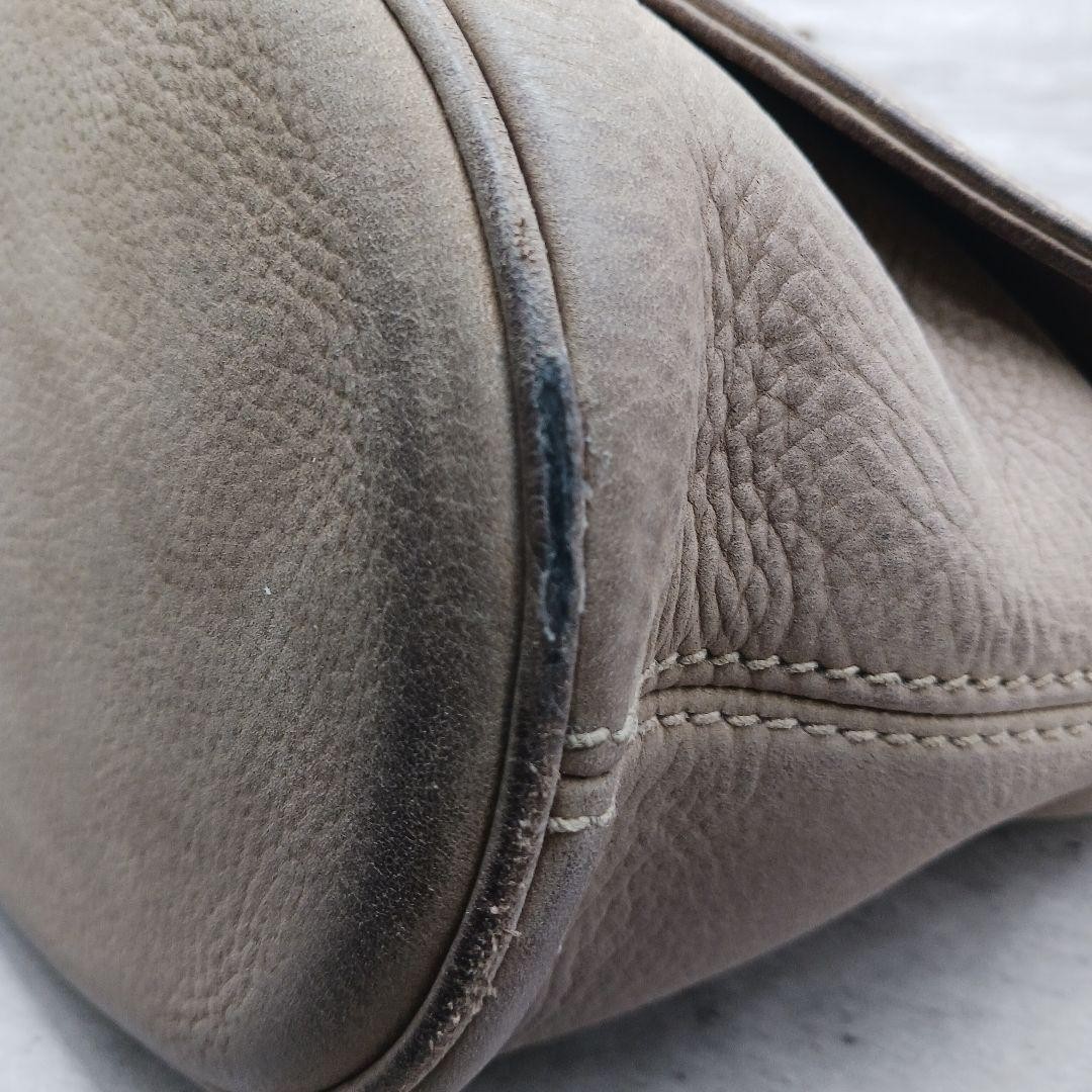 COACH Shoulder Bag 4935 Nubuck Leather 110cm Adjustable Strap Beige Used