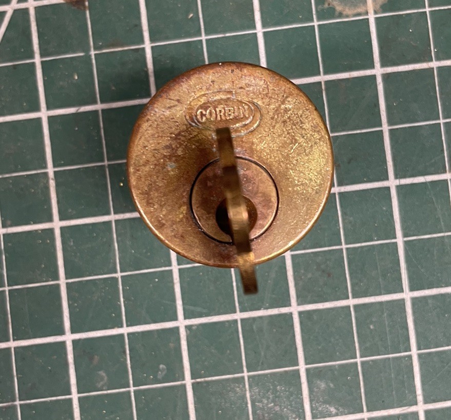 Corbin Co7 1 1/4” Mortise Cylinder Used Rekey Locksmith Brass