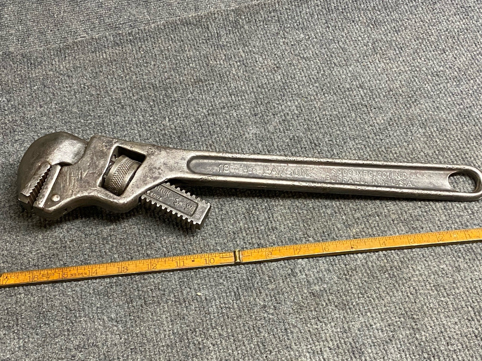 Vintage 18” Lawson Offset Adjustable Pipe Wrench Pat Dec 14, 1920 STL & SF RR