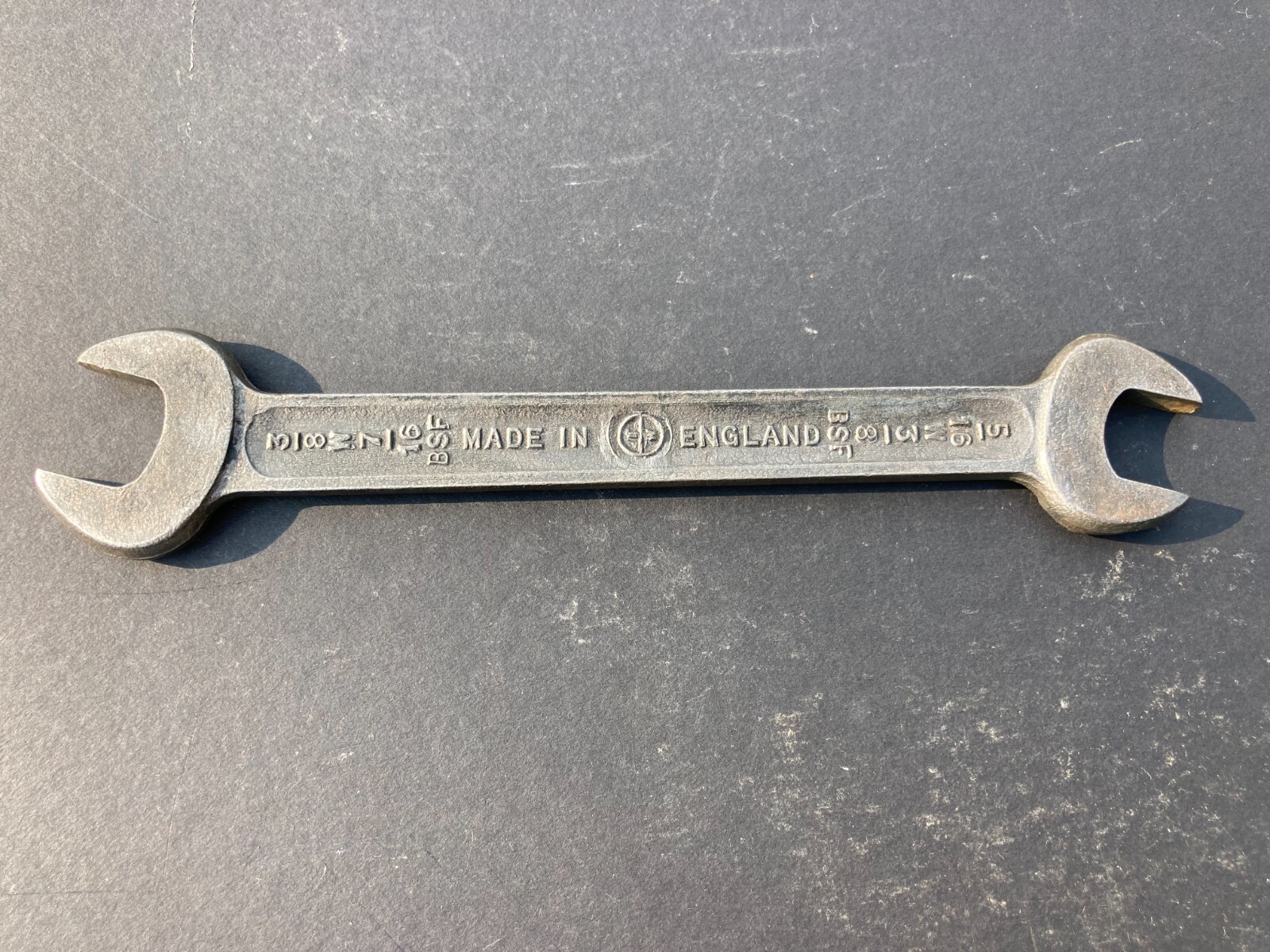 Vtg Superslim Wrench 5/16W 3/8 BSF x 3/8W 7/16 BSF Open End Spanner 8″ Whitworth