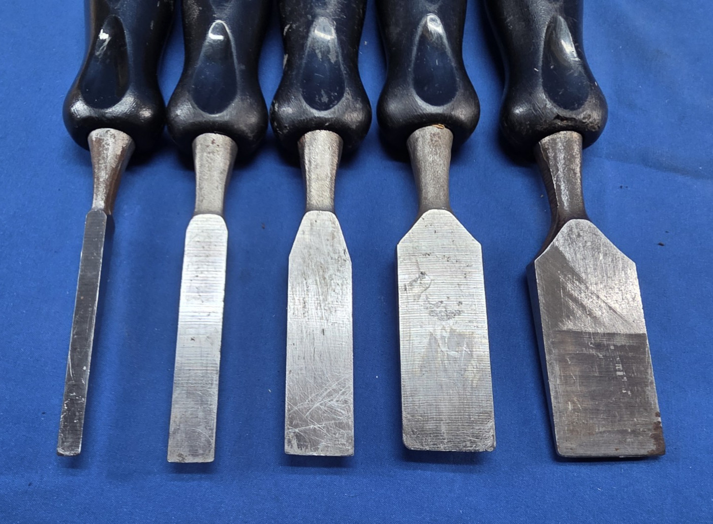 NICE Set of 5 Craftsman Bevel Edge Bench Chisels USA 1/4″ – 1 1/4″
