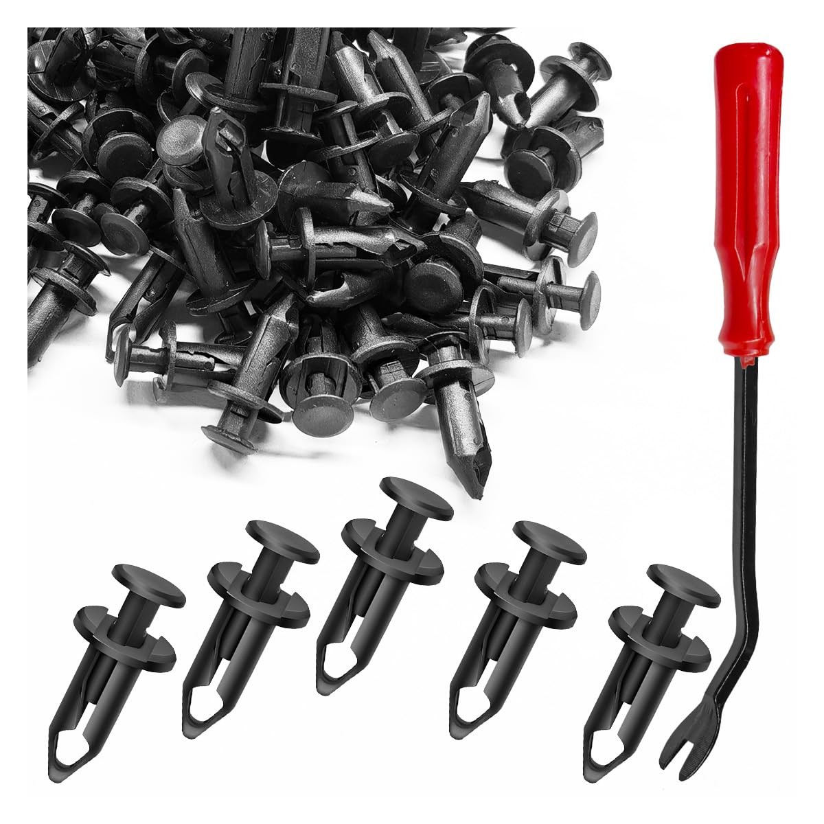 ZIMISI 200PCS Car Push Pin Clips with Remover Tool, 0.92×0.58 inch, Black