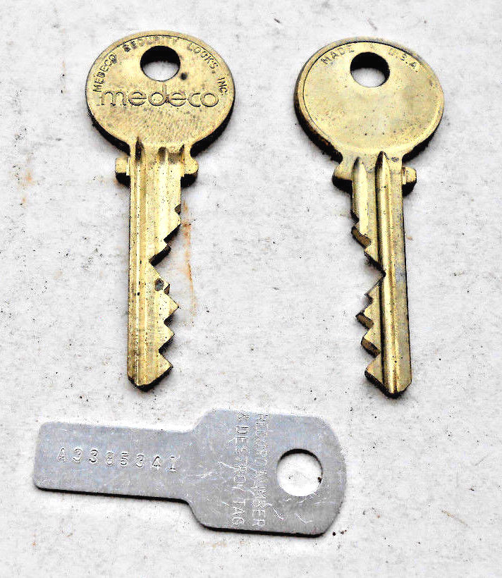 1 Pair Vintage MEDECO High Security keys 1 side – blank good to stamp