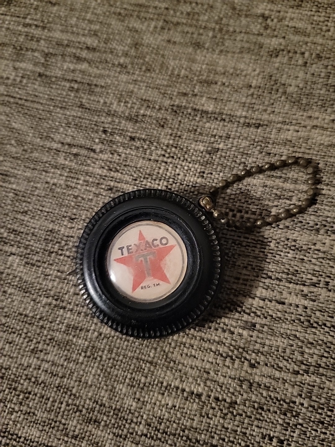 Vintage Texaco Oil Gas Advertising Pocket Keychain Tape Measure 3” Long Tire