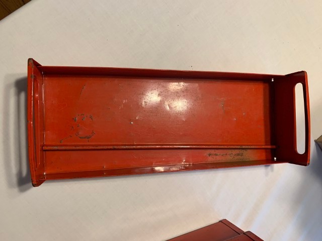 Vintage Belknap Cyclone Red Toolbox w/Red Tray – 6-1/2″ x 7-1/2″ x 19″