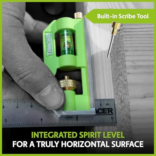 Combination Square with Level | Adjustable Square Tool for Woodworking 6 Inch