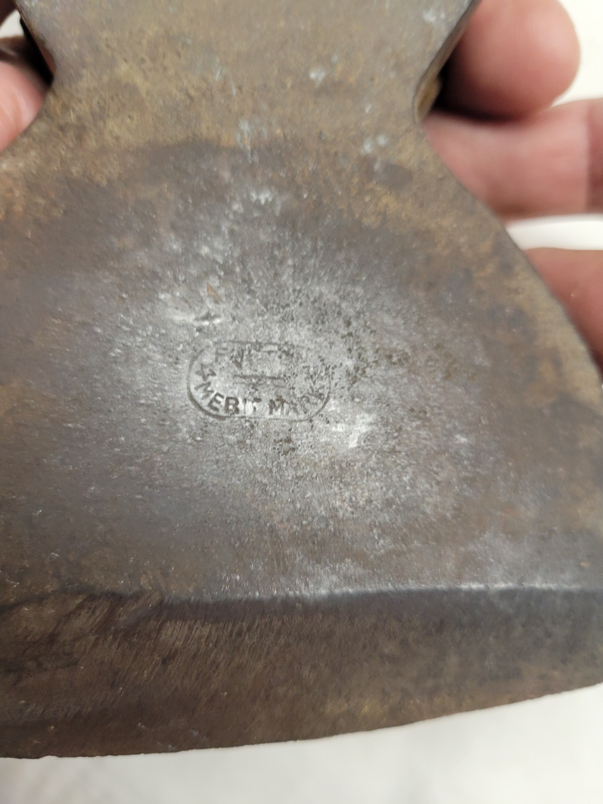 Antique Fulton Tool Co. Merit Mark Hewing Hatchet Head Axe Single Bevel