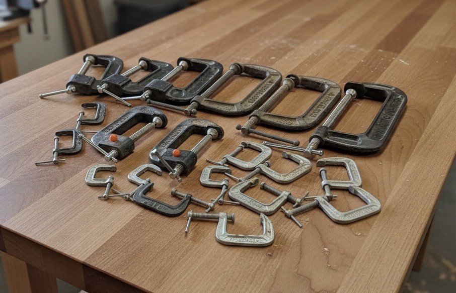 Lot of 20 Vintage C-Clamps, Craftsman, Pittsburgh More. 6” Largest 1” Smallest