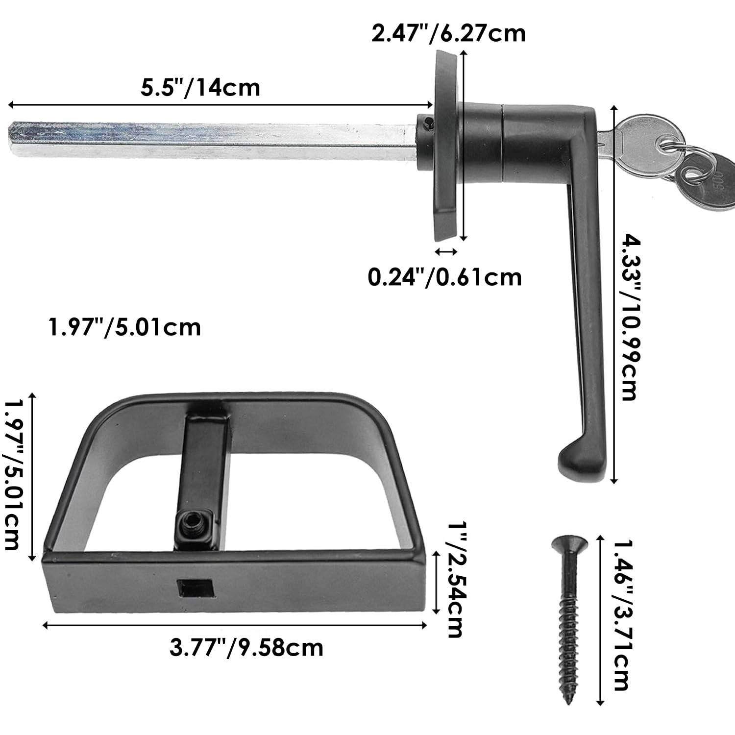 Yaegoo 5-1/2″ Shed Door Lock T-Handle Kit with 2 Keys, T Black