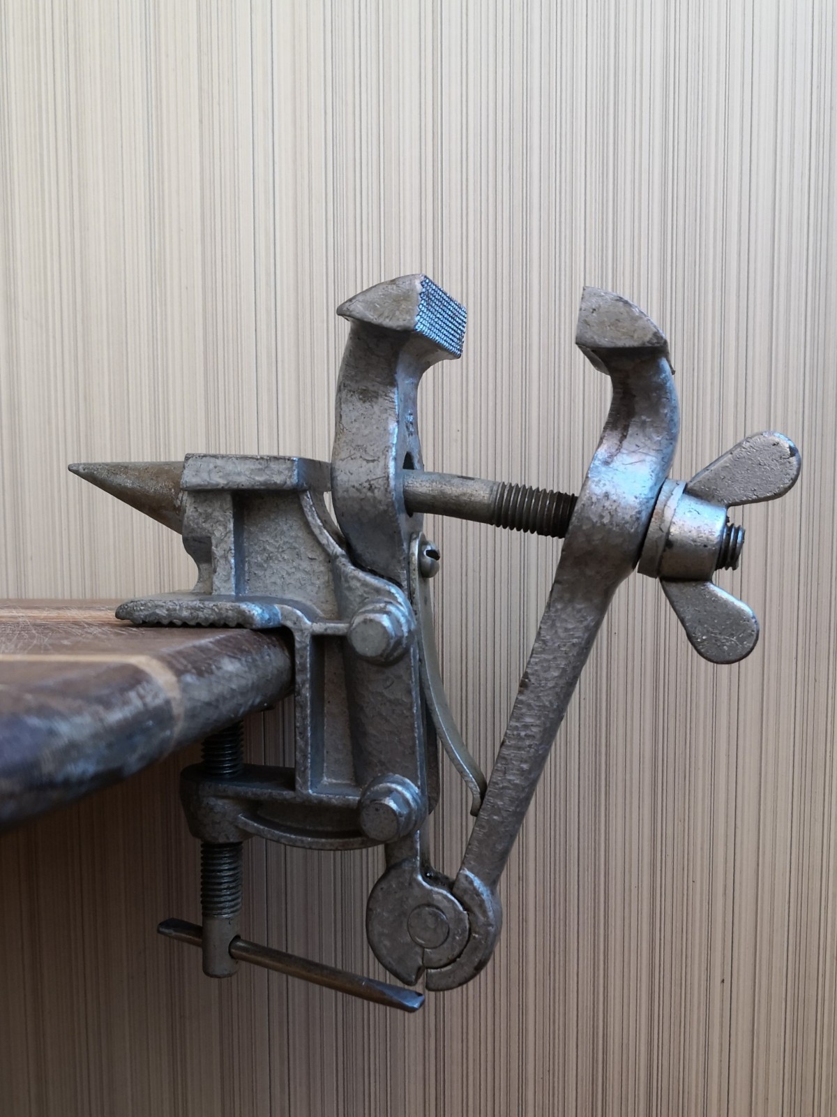 Jewelers Watchmakers tool. Vintage Soviet vice and anvil from the 1970s-1980s.