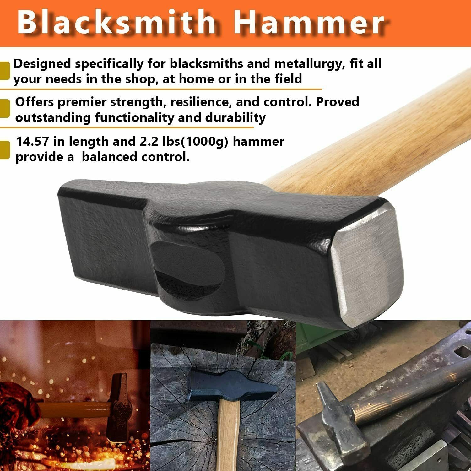Knife Making Tongs Bladesmith Tong Set & Blacksmith Hammer 1.5 kg Forge Tools