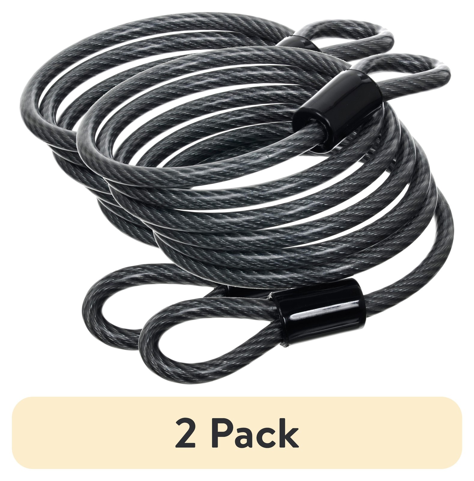 (2 pack) Hyper Tough Covered Flexible Open Loop Cable Lock, 1/4 in Wide x 72 in