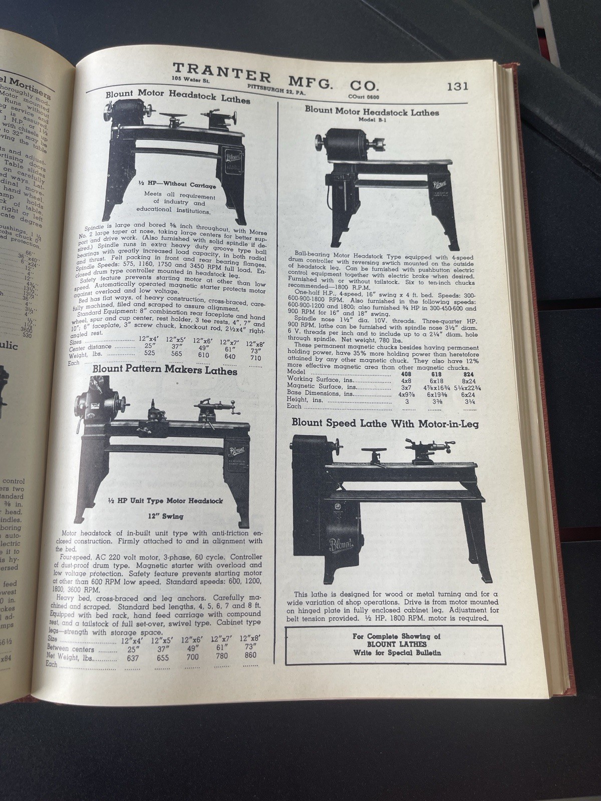 Tranter MFG CO Pumps, Machinery, Shop Equipment Catalog 46 Hardcover Pittsburgh
