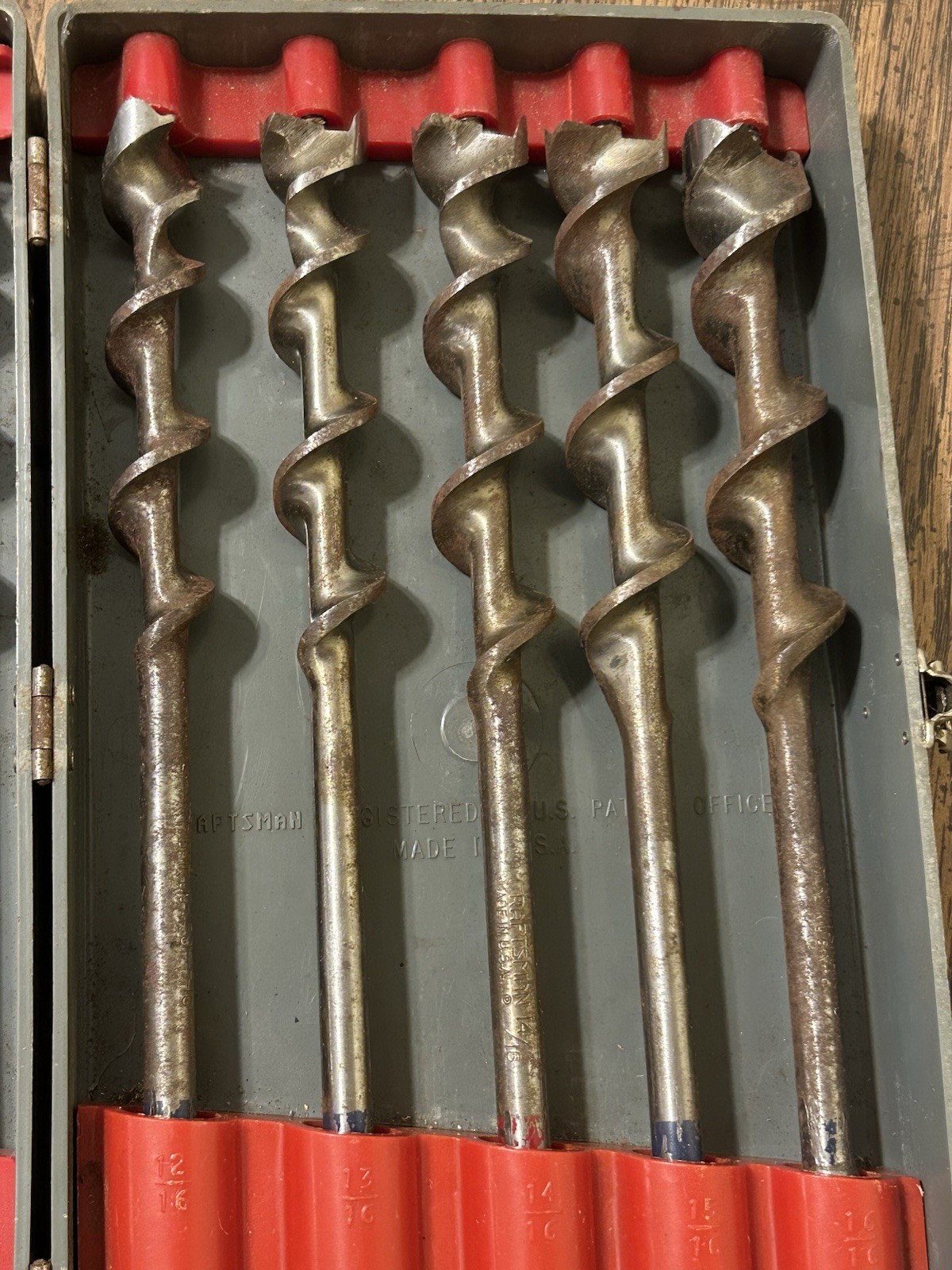 Vintage Craftsman 13 Piece Auger Bit Set 4/16″-16/16″ W/Case Complete Made USA