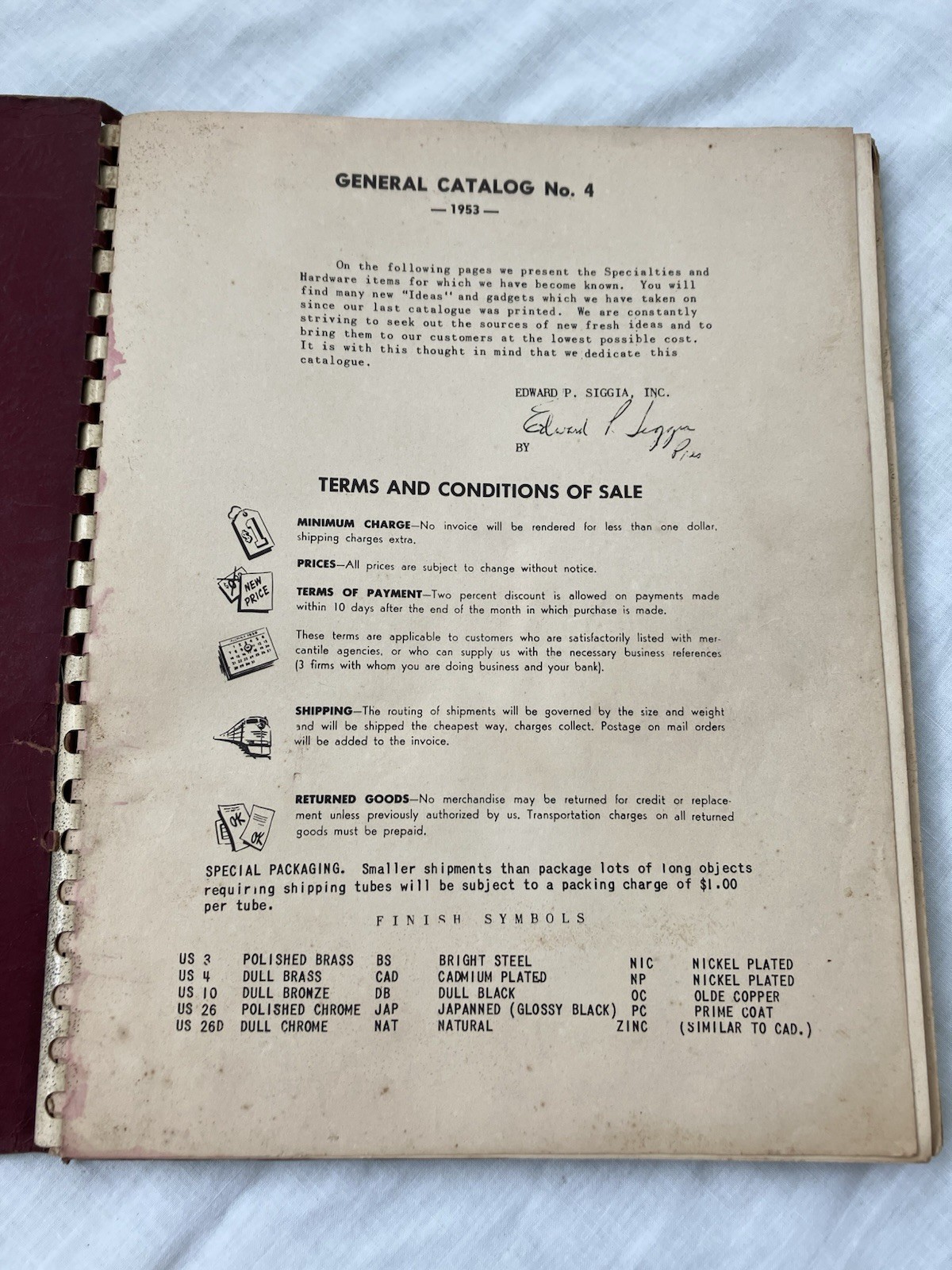 Vintage 1953 EDWARD P. SIGGIA, INC. Wholesale Hardware Distributors CATALOG