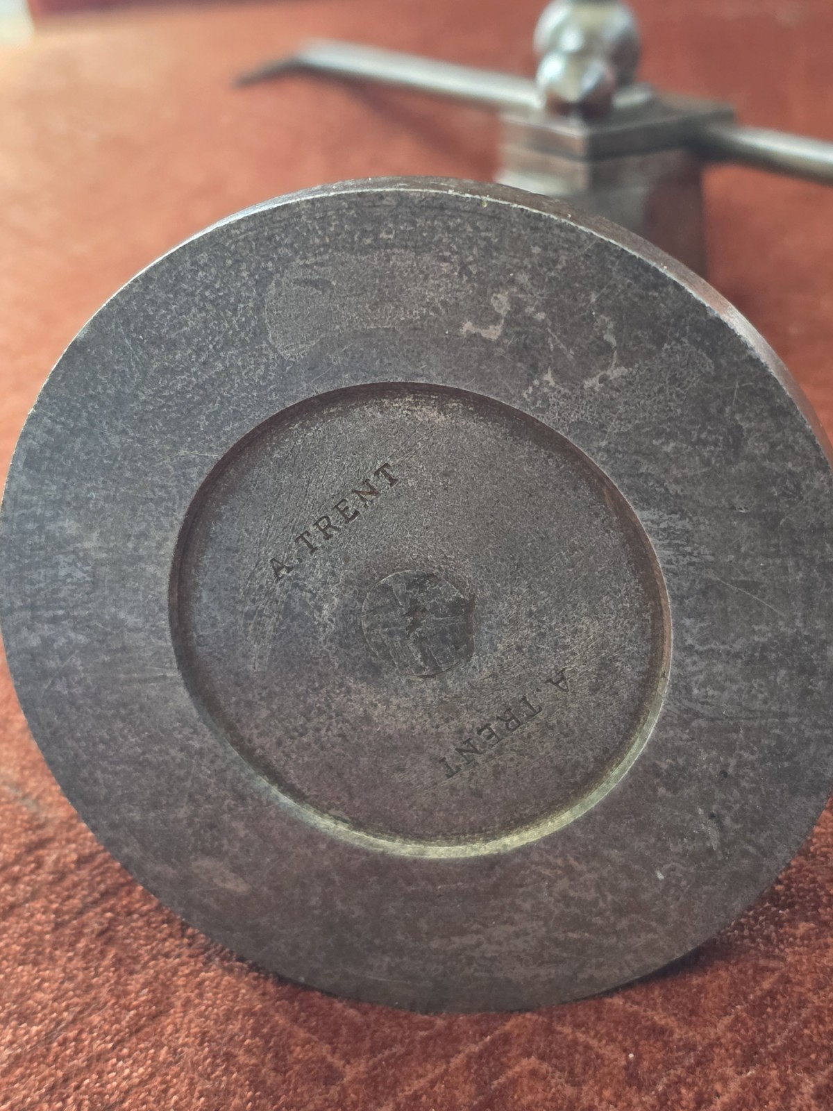 18thC Pewter Surface Gauge Scribing Block Augustine Trent London Antique Tool