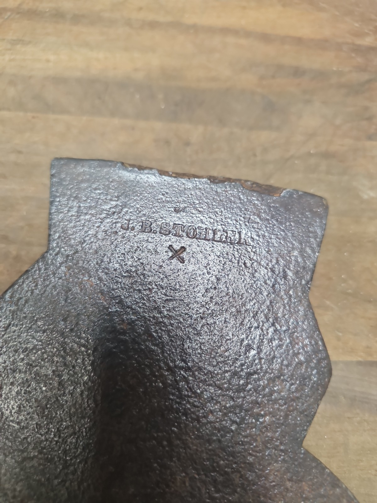 E63- Antique Hand Forged JB STOHLER AXE Schaefferstown Pa yankee pattern axe