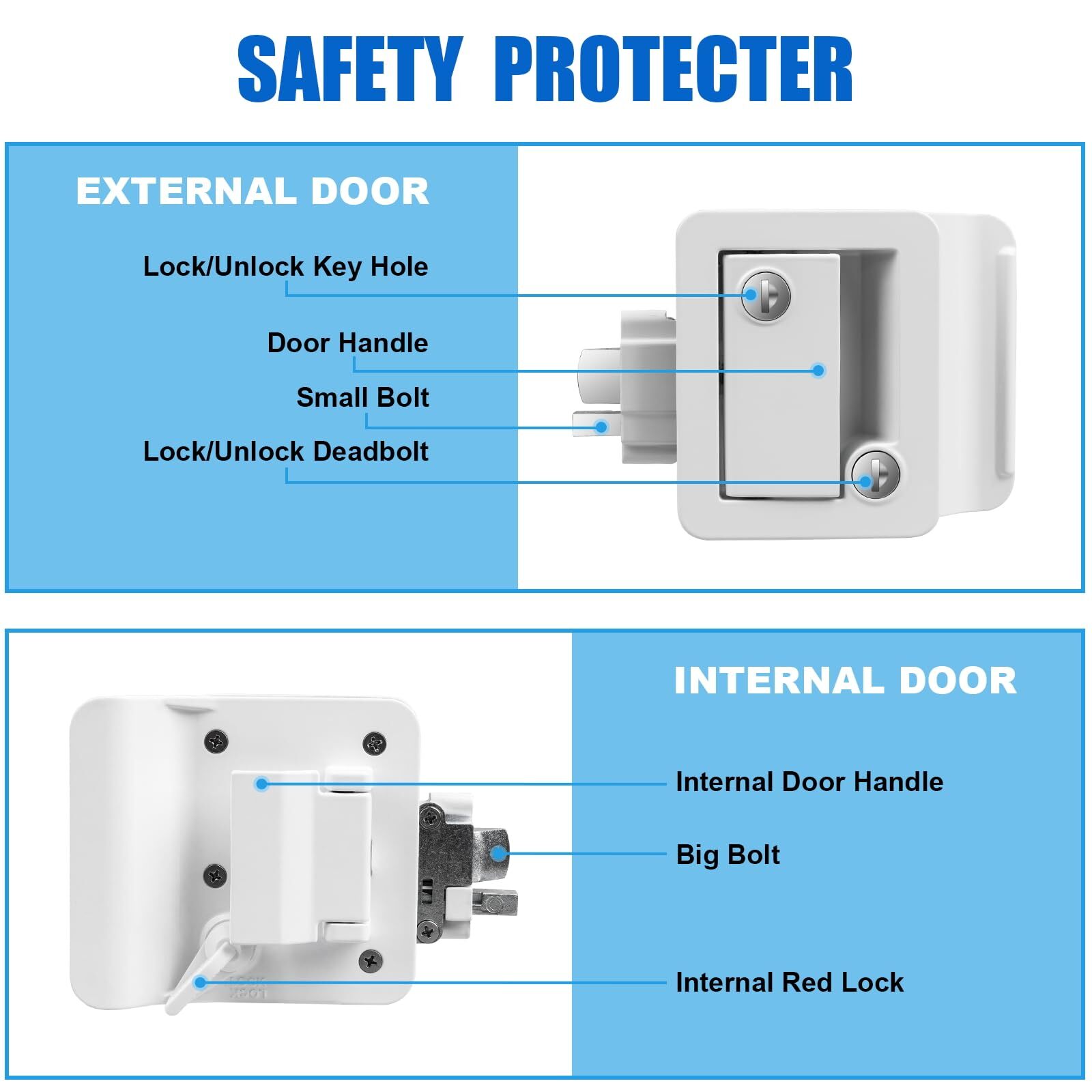 Rv Door Lock Rv Door Lock Replacement With Paddle Deadbolt White Zinc Alloy Meta