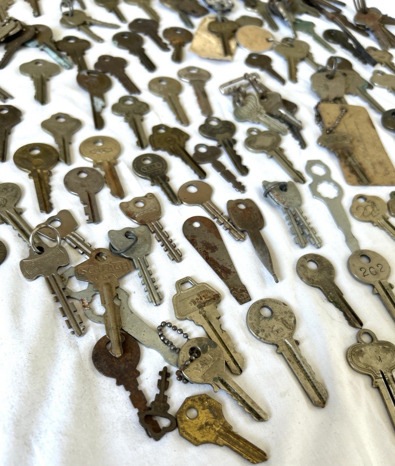 Vintage Antique Key Lot Huge Mid Century Hotel Padlock Industrial Cabinet As-Is