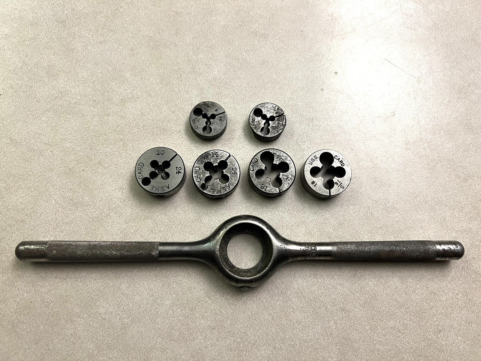 Vintage S. W. Card Tap Dies & S. W. Card Wrench, Vintage USA Tools