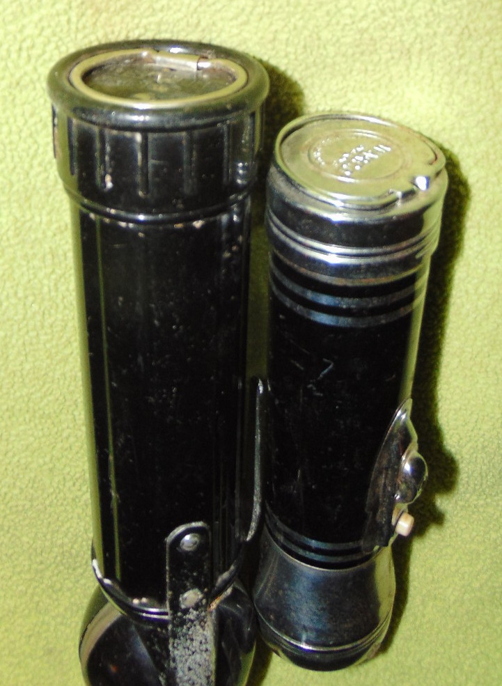 VINTAGE Flashlight LOT 2 USALITE Swivel Head Military Promo Bank Rust Scrapes