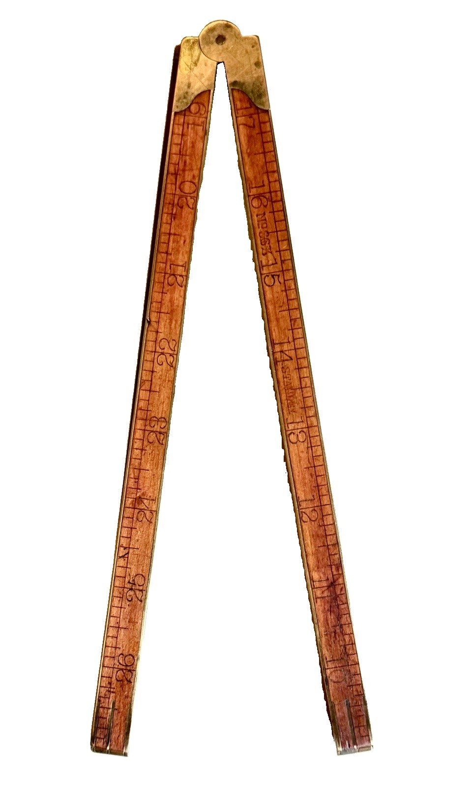 Antique Stanley No 66 3/4 Folding Rule 36” Wood Brass Bound Vintage USA