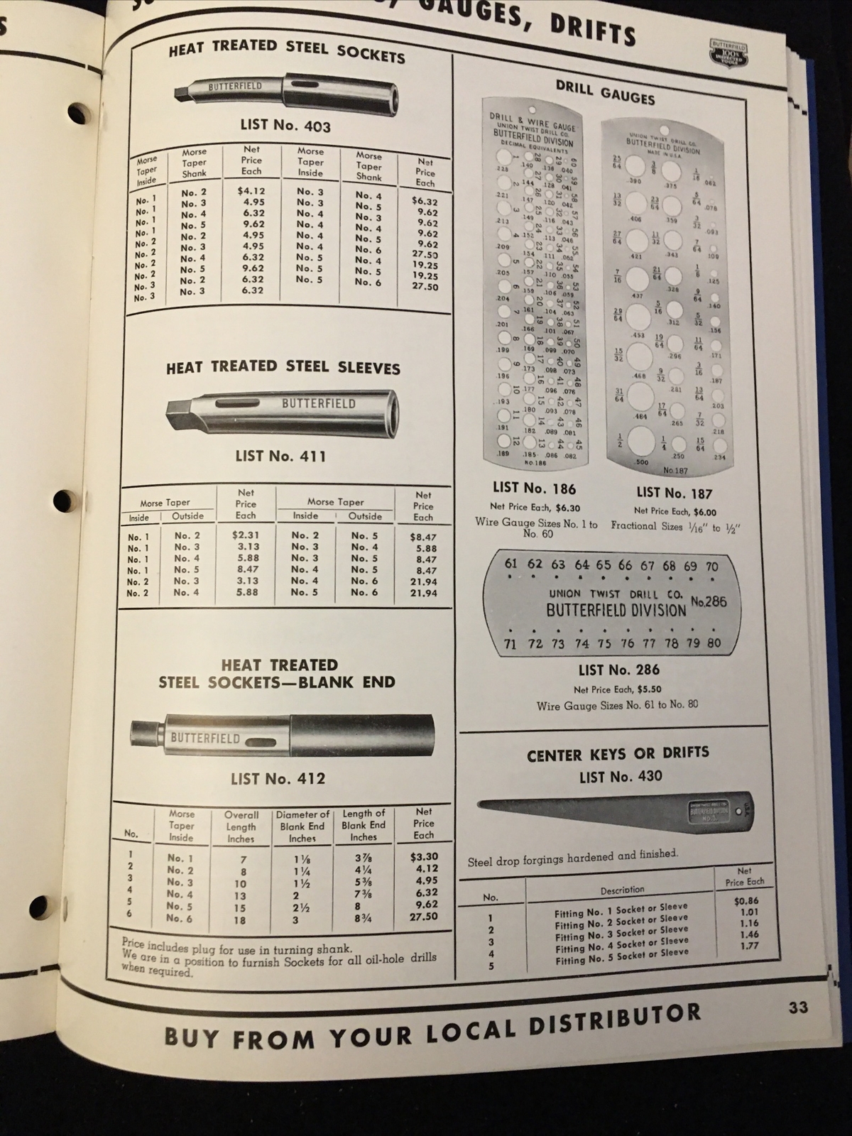 Butterfield Inspected Tools Drills, Reamers, Counterbores Catalog 1957 56 Pages