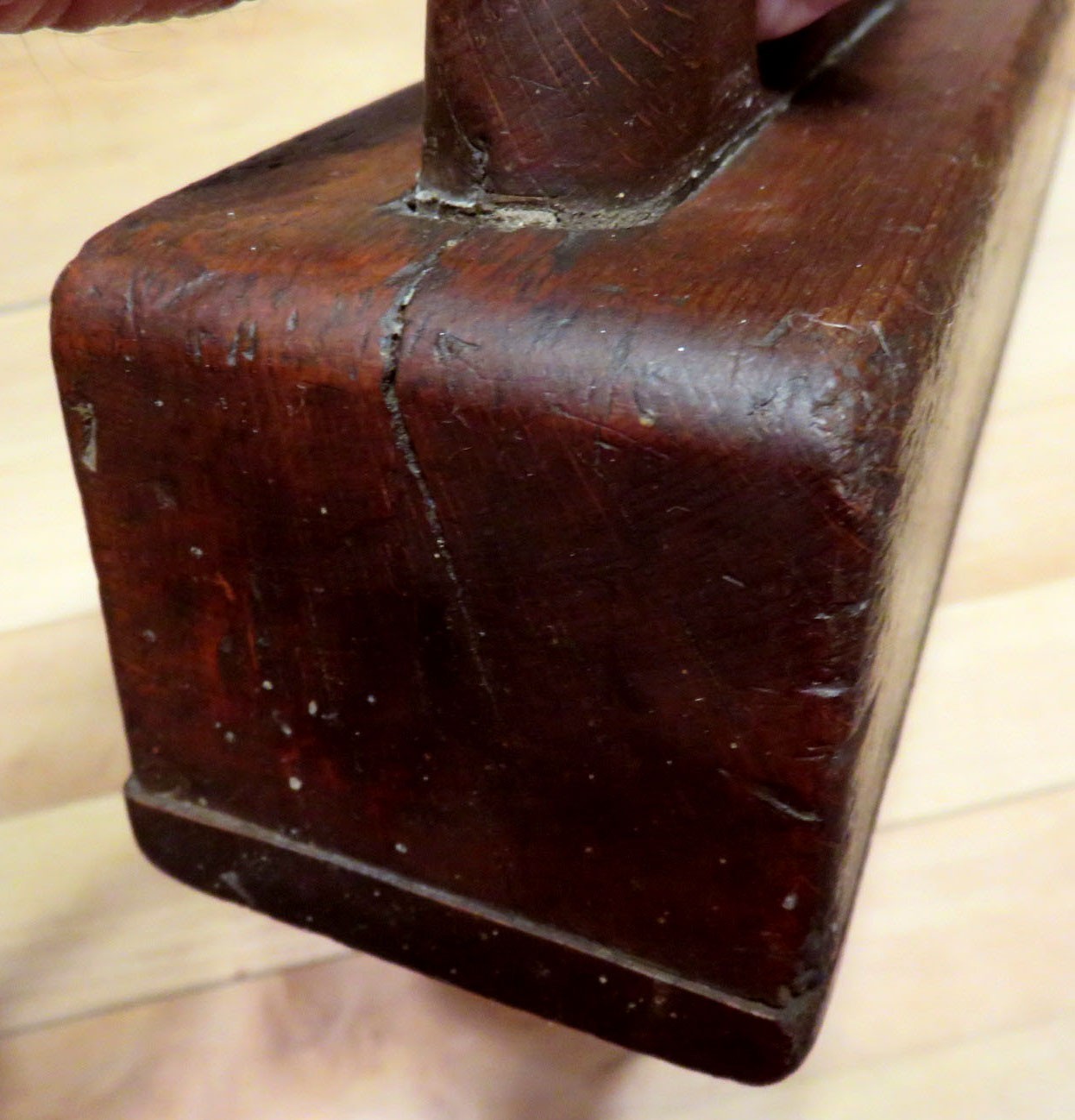 Vtg Hand Made Wooden Block Plane 16″ Long Solid Wood Tool No Blade