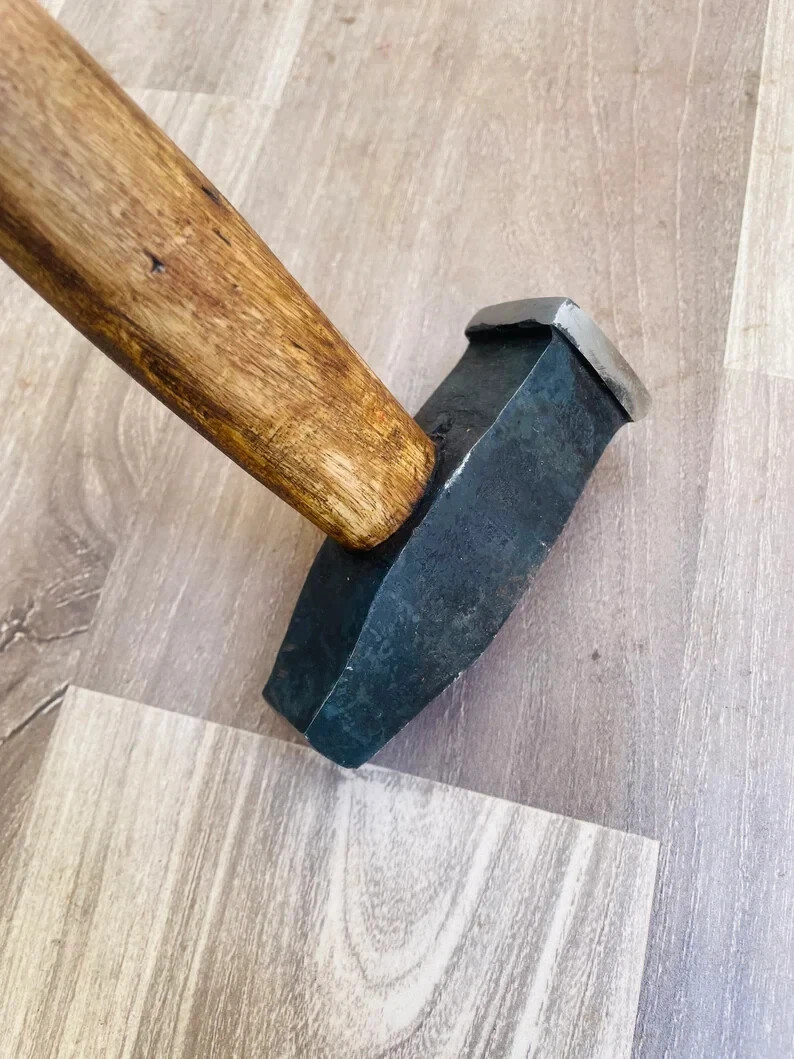 Blacksmith Hammer Iron Handforged Wood Working Square Head Hammer Tool Workshop