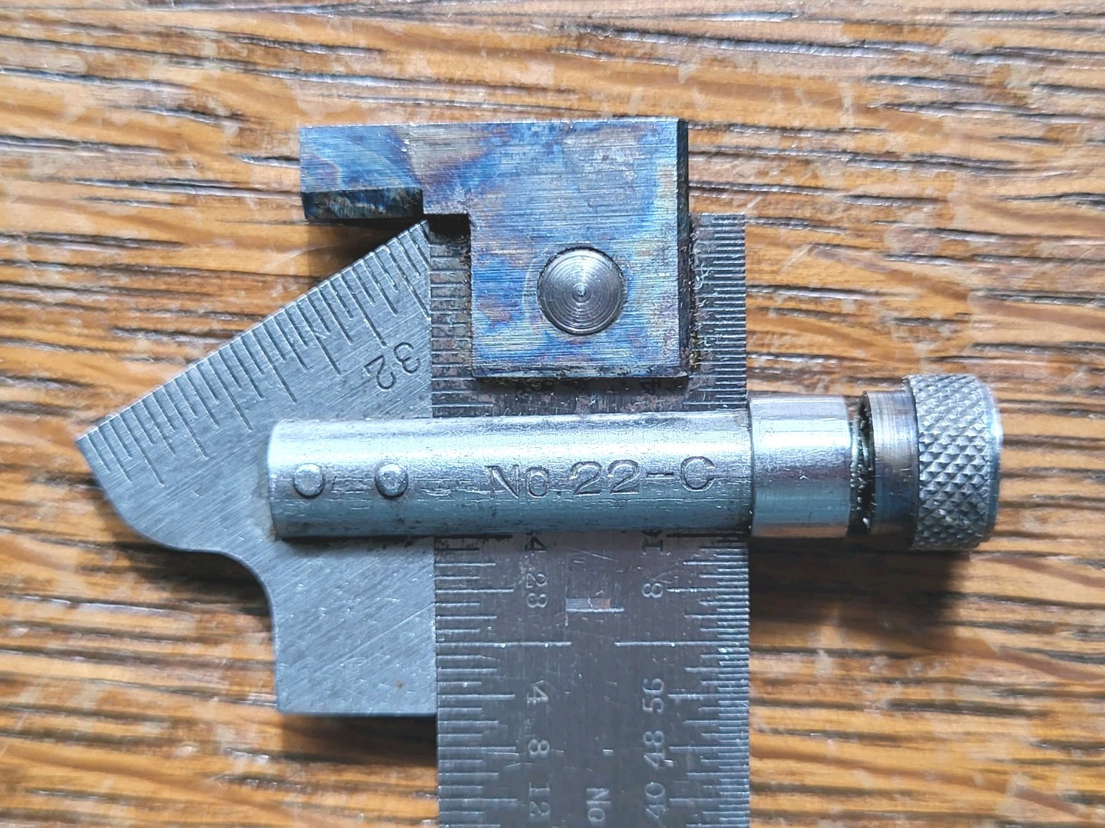 Starrett (The L. S. S. Co.) No.22-C 59° Drill Point w/No. 603 6″ Hook Rule & Box