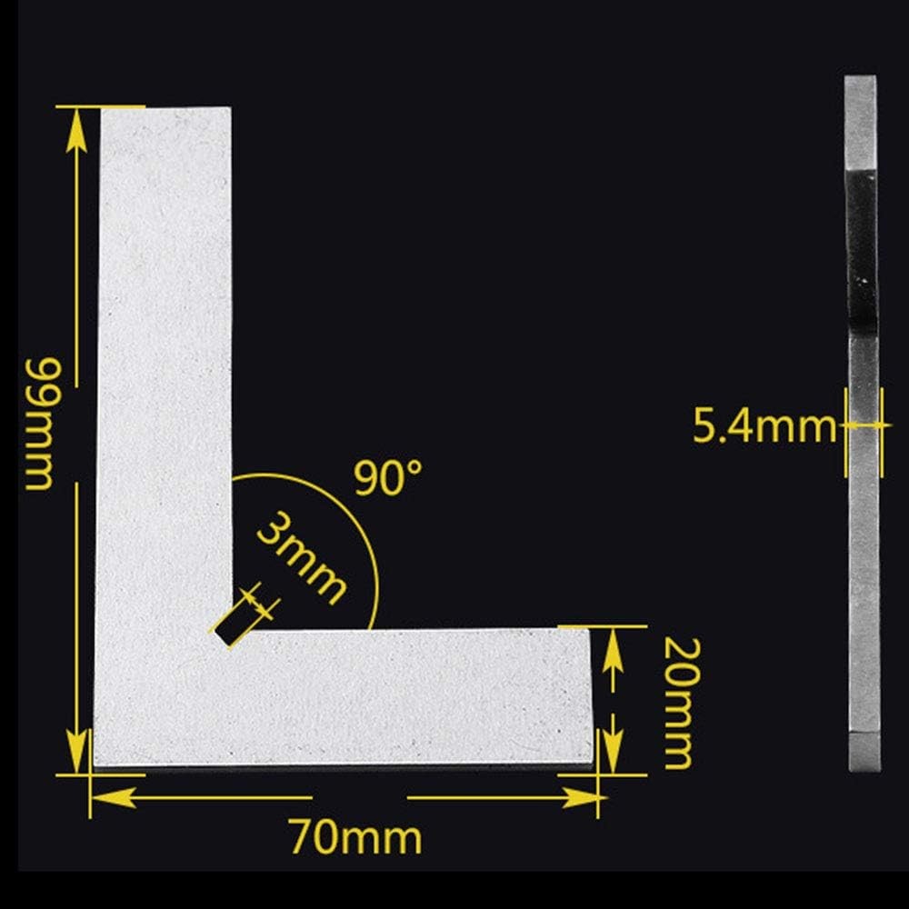 Machinist Square Ruler 100x70mm/3.94×2.76inch 90 Degree Carbon Steel Silver