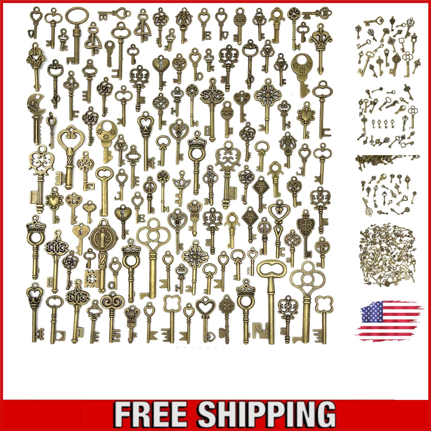 Craft Your Own Jewelry with 125 PCS Vintage Skeleton Key Charms – DIY Essential