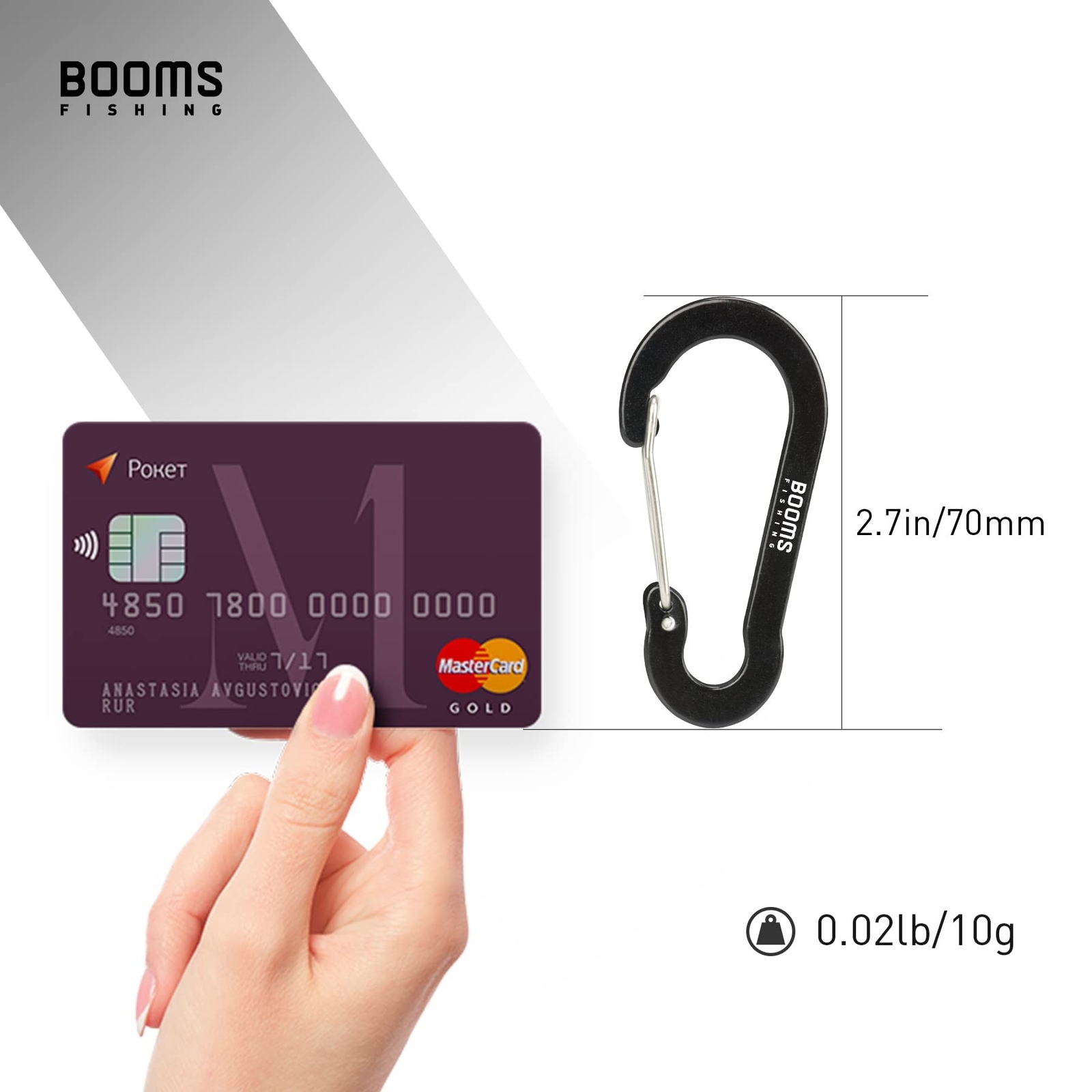 Booms Fishing CC5 Multi-Use Carabiner Clips, 10 Pack 2.7″ Small Caribeener Cl…